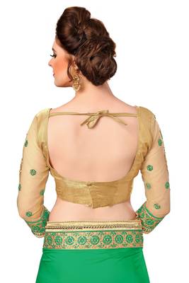 Green Embroidered art silk Saree with blouse 5