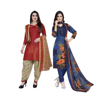 Red floral print cotton salwar 1