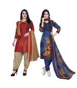 Red floral print cotton salwar