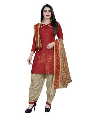 Red floral print cotton salwar 2