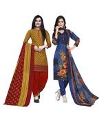 Mustard floral print cotton salwar