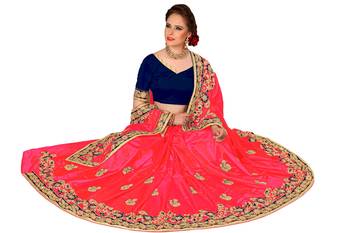 pink embroidered art silk saree with blouse 4