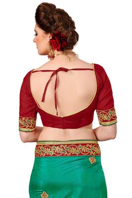 Turquoise Embroidered art silk Saree with blouse 5