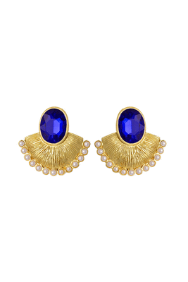 Blue crystal chandbali 1