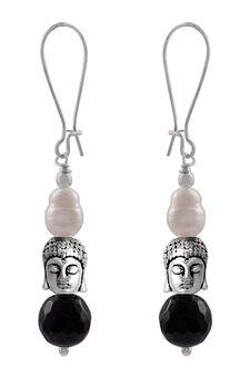 Silver pearl danglers-drops