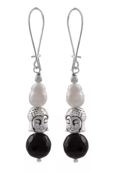 Silver pearl danglers-drops