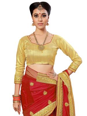 Trendmalls Red Embroidered art silk and net   Traditional Wedding Party Wear Bridal Saree With Blouse   5