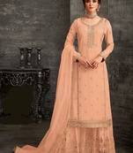 Peach Designer Faux Georgette Sharara Suit 