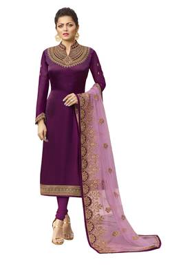 Purple embroidered faux georgette salwar 1
