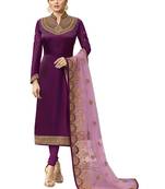 Purple embroidered faux georgette salwar
