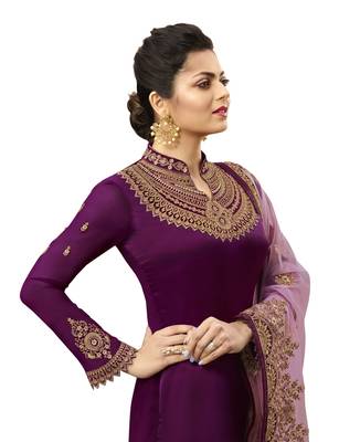 Purple embroidered faux georgette salwar 2