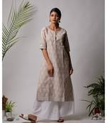 Kaaj Linen Hand Block Kurta