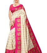 Pink Printed Art Silk Saree With Blouse