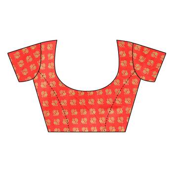 Red printed art silk saree with blouse 4