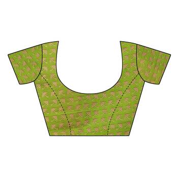 Green printed art silk saree with blouse 4