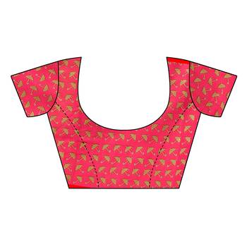 Pink printed art silk saree with blouse 4