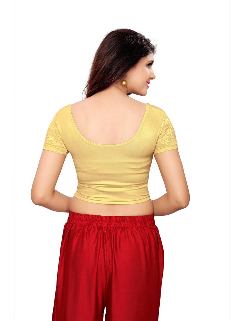 Women'S Golden Shimmer Stretchable Readymade Blouse