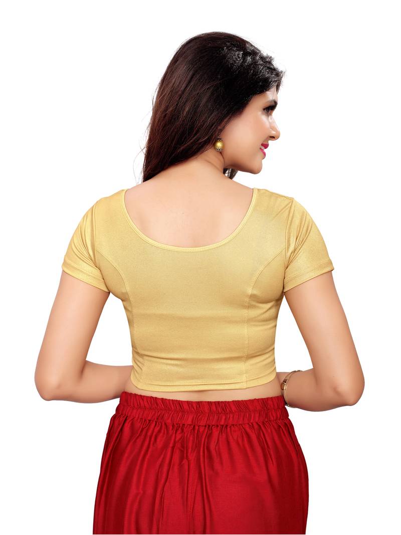 Women's Golden Shimmer Stretchable Readymade Blouse