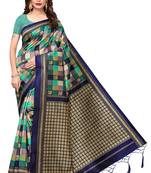Green Printed Art Silk Saree With Blouse