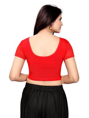 Women'S Red Cotton Stretchable Readymade Blouse 4