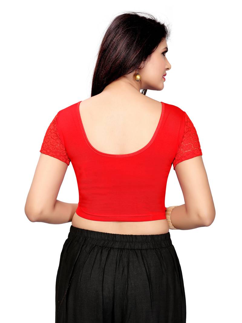 Women'S Red Cotton Stretchable Readymade Blouse