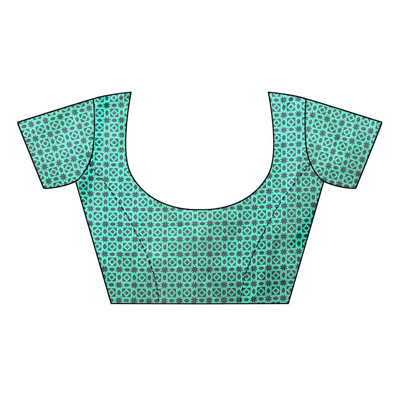 Green Printed Art Silk Saree With Blouse