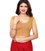 Women's Beige Cotton Stretchable Readymade Blouse