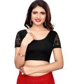 Women's Black Cotton Stretchable Readymade Blouse