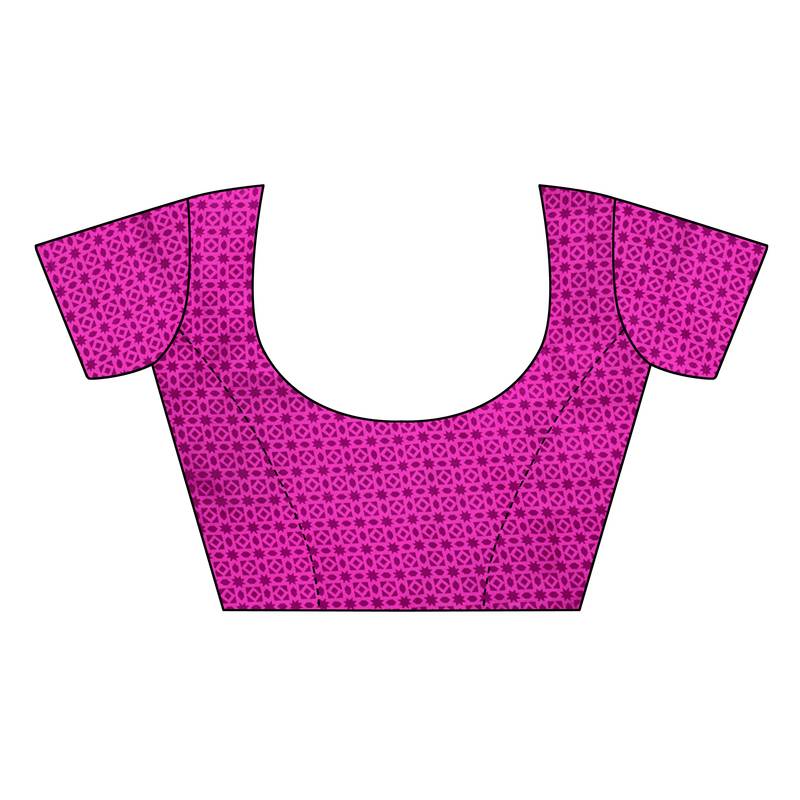 Pink Printed Art Silk Saree With Blouse