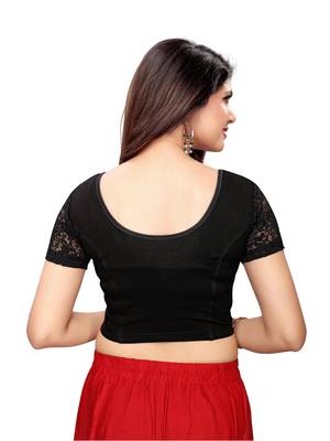 Women's Black Cotton Stretchable Readymade Blouse 4