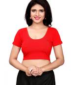 Women'S Red Cotton Stretchable Readymade Blouse