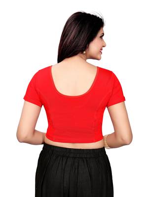Women'S Red Cotton Stretchable Readymade Blouse 4