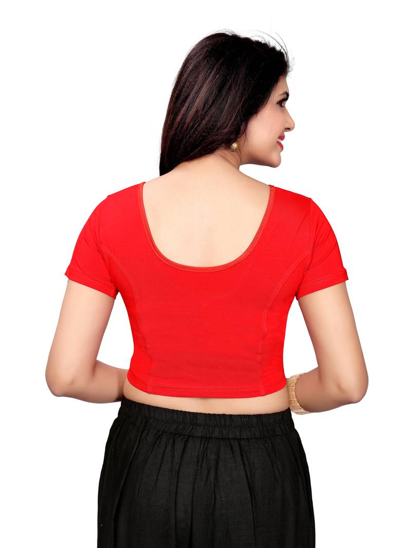 Women'S Red Cotton Stretchable Readymade Blouse