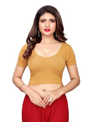 Women'S Beige Cotton Stretchable Readymade Blouse 1