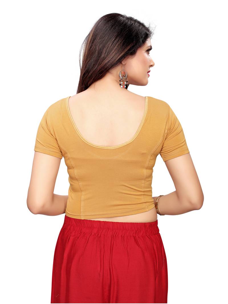 Women'S Beige Cotton Stretchable Readymade Blouse