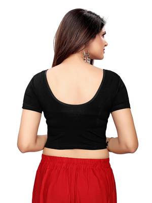Women's Black Cotton Stretchable Readymade Blouse 4