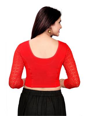Women'S Red Cotton Stretchable Readymade Blouse 4
