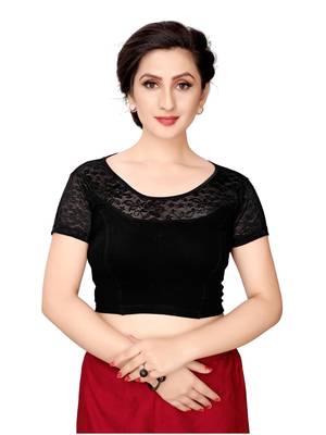 Women's Black Cotton Stretchable Readymade Blouse 1