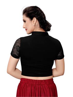 Women's Black Cotton Stretchable Readymade Blouse 4