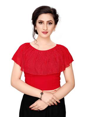 Women's Red Cotton Stretchable Readymade Blouse 1
