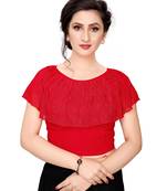 Women's Red Cotton Stretchable Readymade Blouse