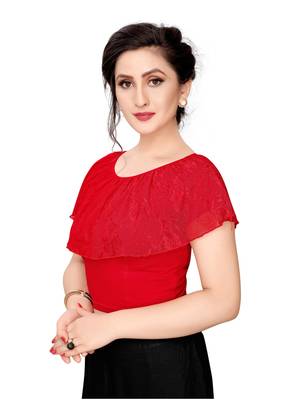 Women's Red Cotton Stretchable Readymade Blouse 2