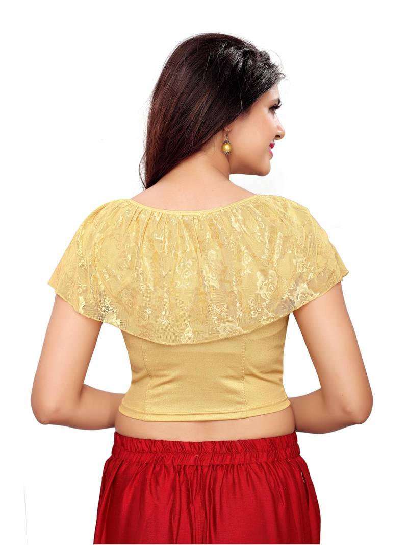 Women'S Golden Shimmer Stretchable Readymade Blouse