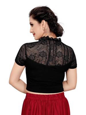 Women's Black Cotton Stretchable Readymade Blouse 4