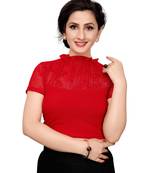 Women'S Red Cotton Stretchable Readymade Blouse