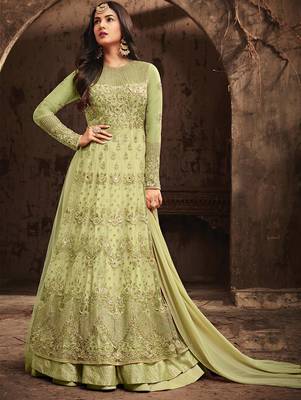 Light Green Heavy Vaishnavi Net Anarkali Suit 1