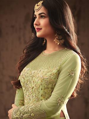 Light Green Heavy Vaishnavi Net Anarkali Suit 2