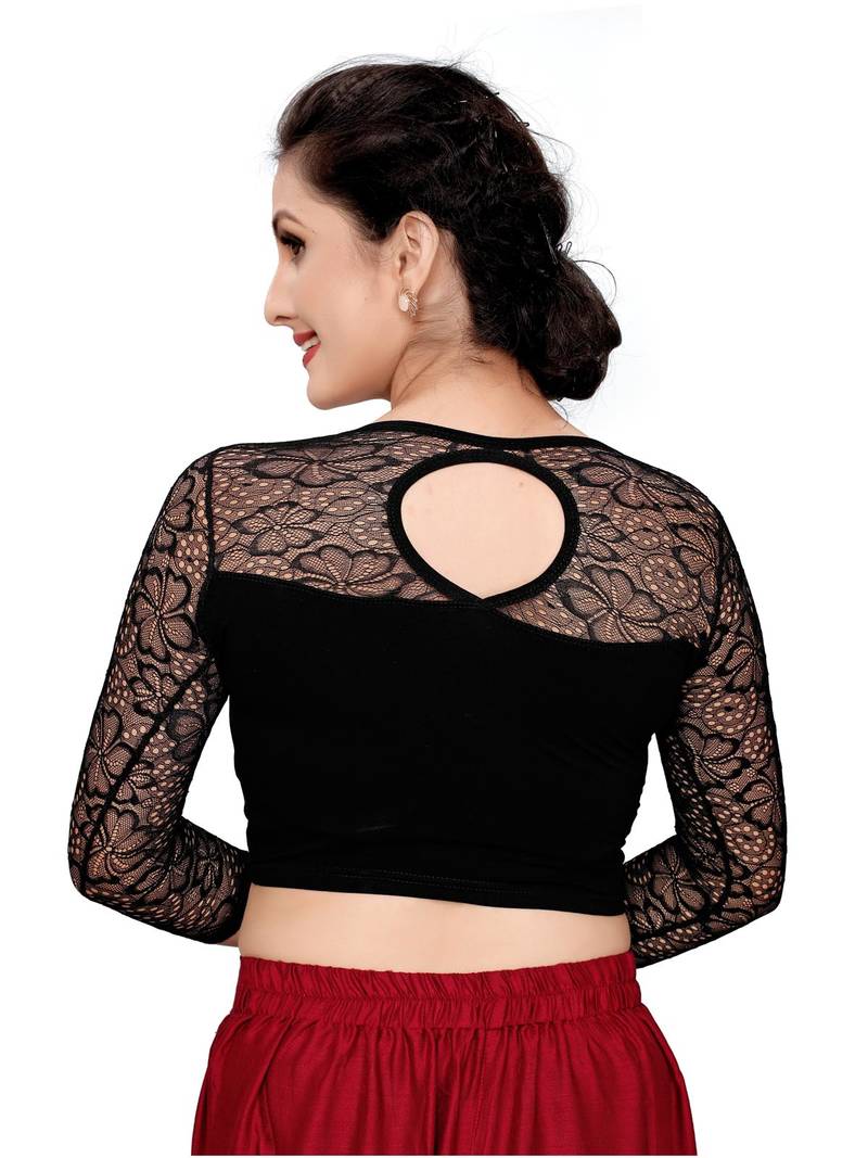 Women's Black Cotton Stretchable Readymade Blouse