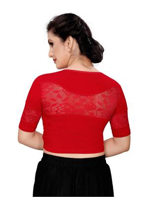 Women's Red Cotton Stretchable Readymade Blouse 4