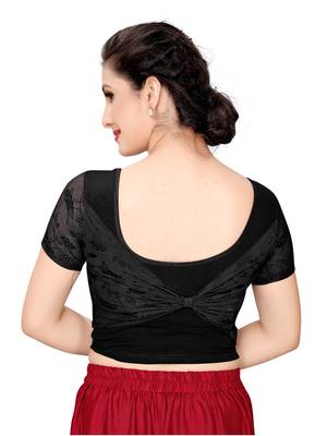 Women's Black Cotton Stretchable Readymade Blouse 4